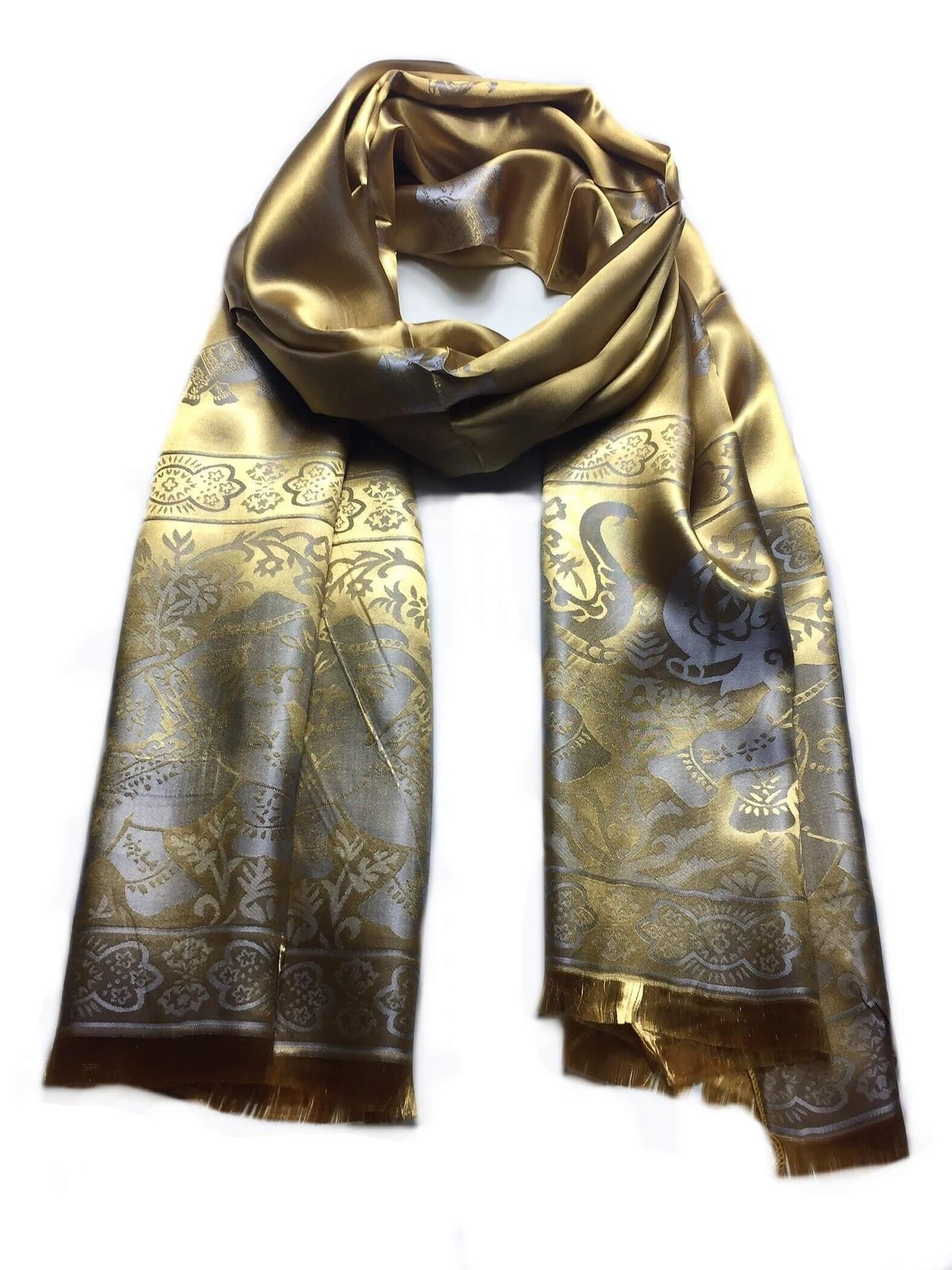Silk Scarf For Her Gold Elephant Lover