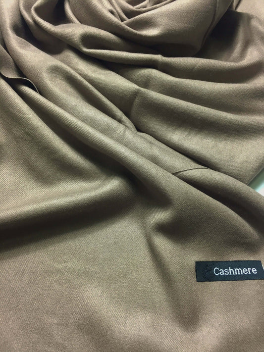 Premium 100% Cashmere Scarf – Unisex Brown Soft Wrap