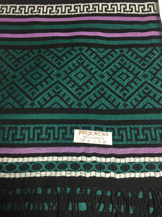 Pashmina Scarf Dark Green Tribal Ethnic Unisexscarf