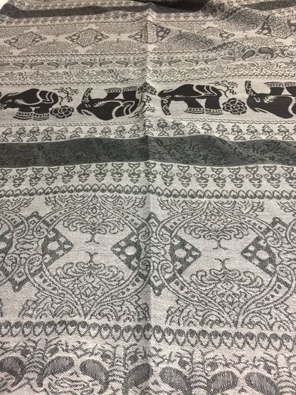 Gray Pashmina Scarf Elephant Head Wraps Tribal