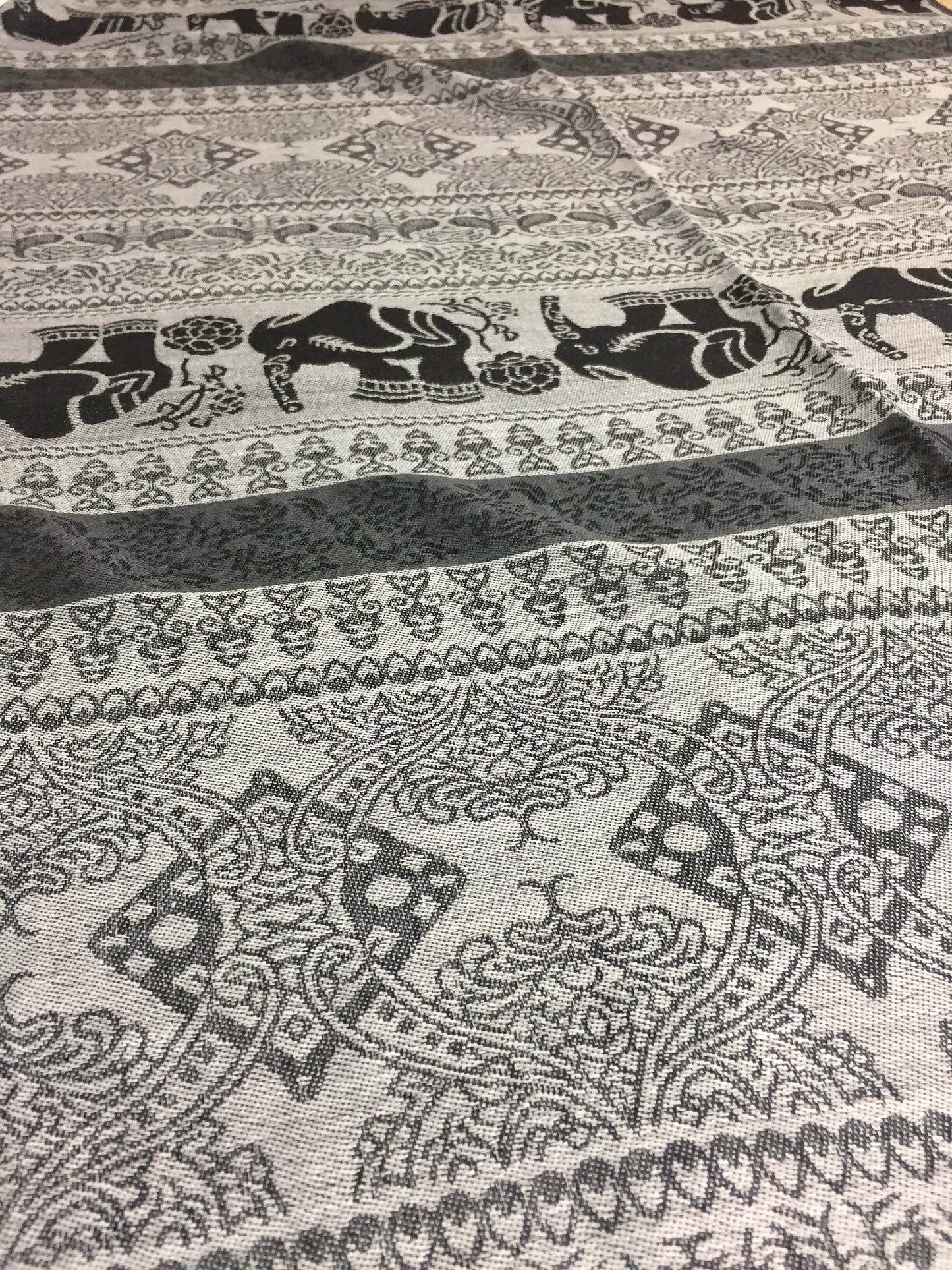 Gray Pashmina Scarf Elephant Head Wraps Tribal