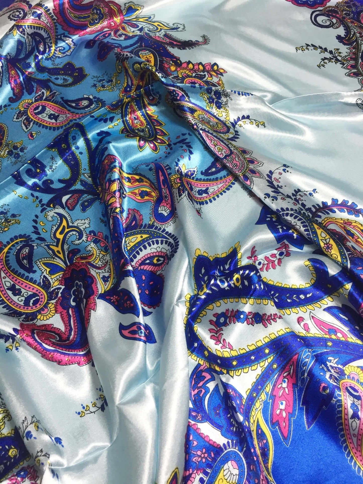 Blue Paisley Satin Scarf Headscarf