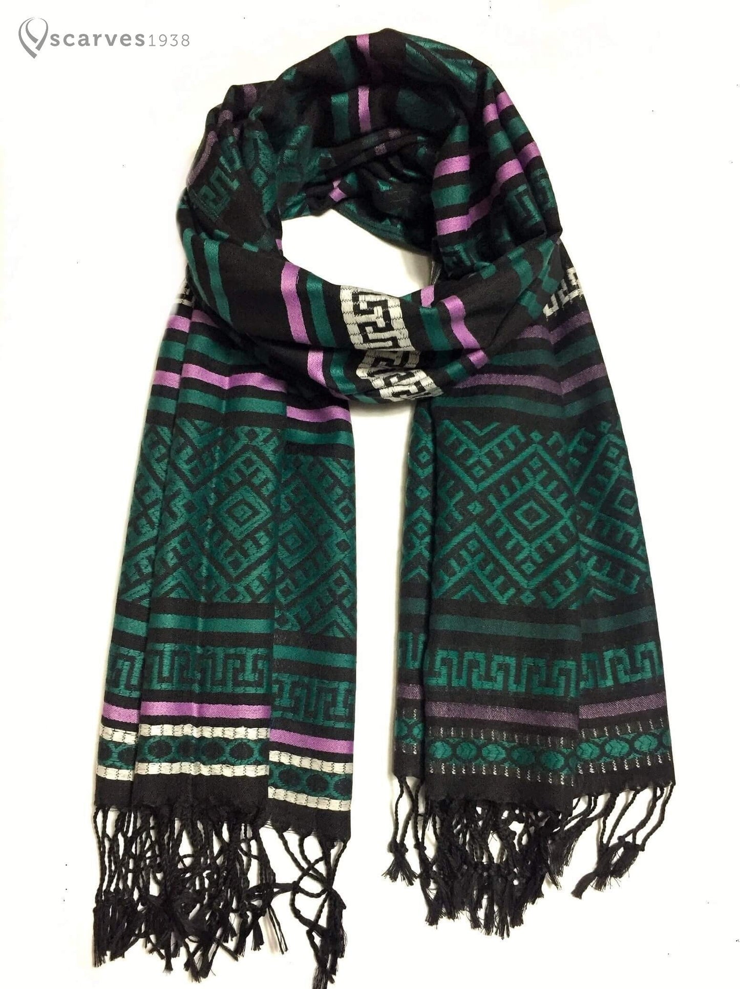 Pashmina Scarf Dark Green Tribal Ethnic Unisexscarf