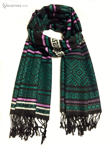 Pashmina Scarf Dark Green Tribal Ethnic Unisexscarf