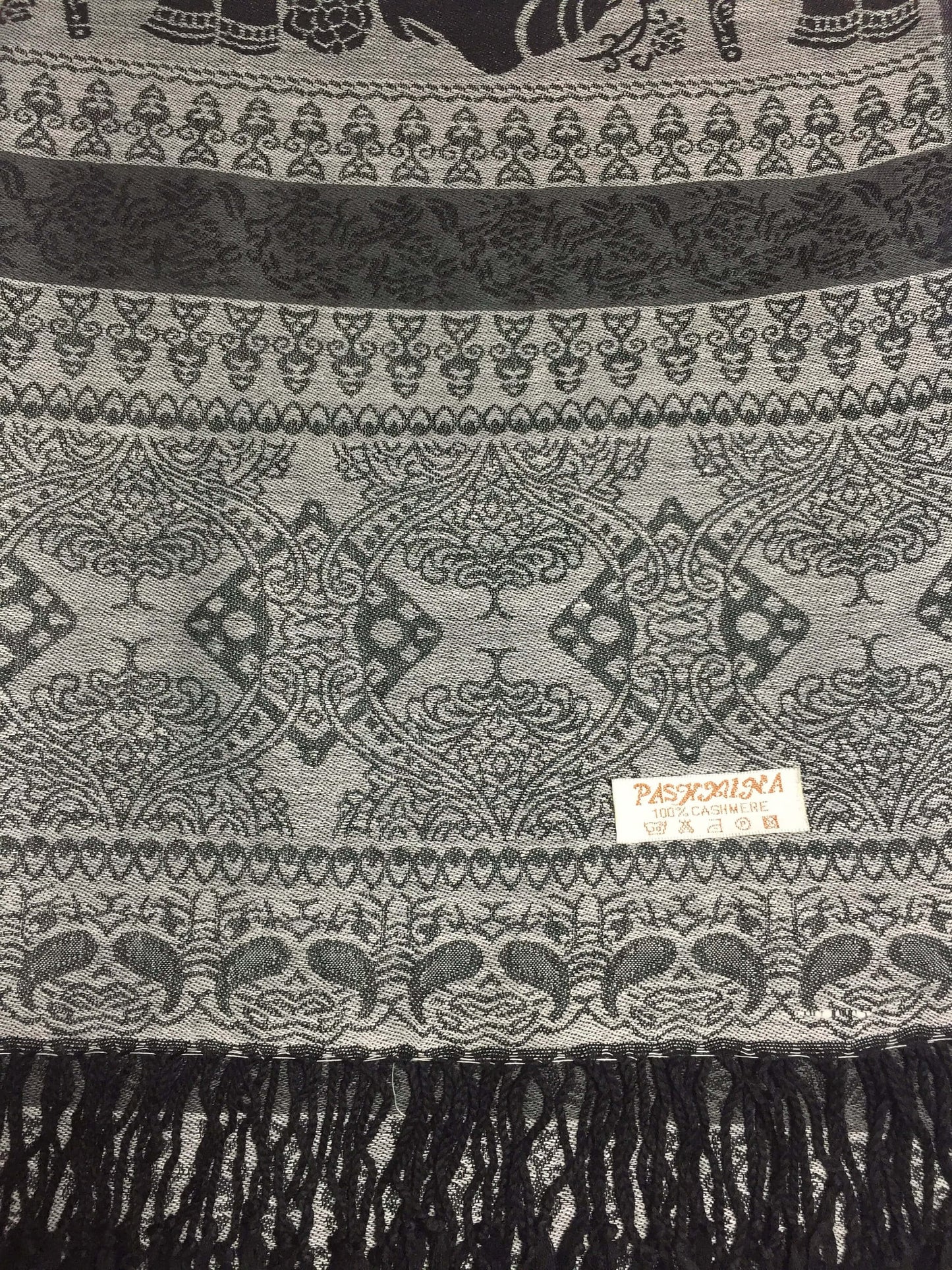 Gray Pashmina Scarf Elephant Head Wraps Tribal