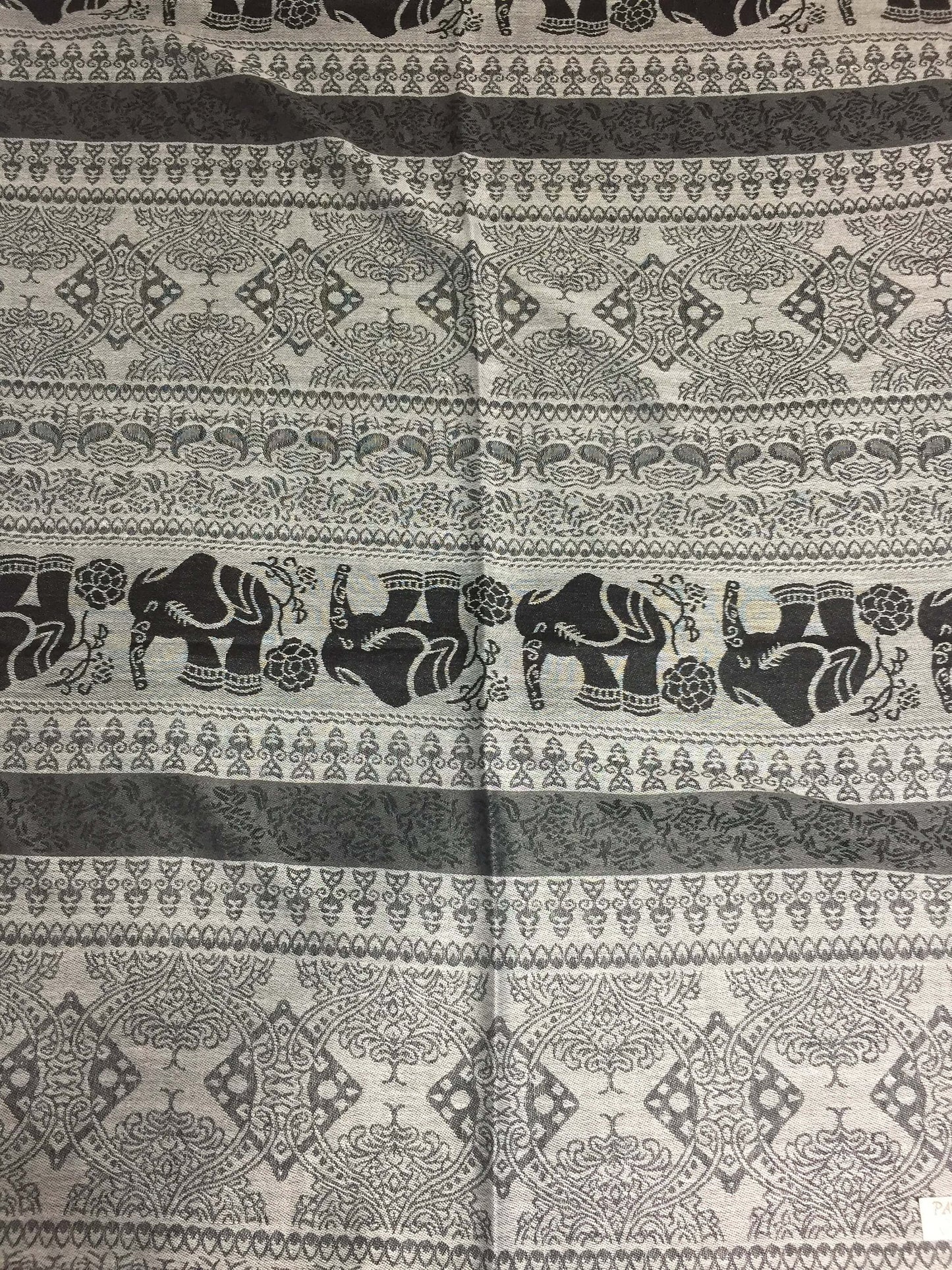 Gray Pashmina Scarf Elephant Head Wraps Tribal