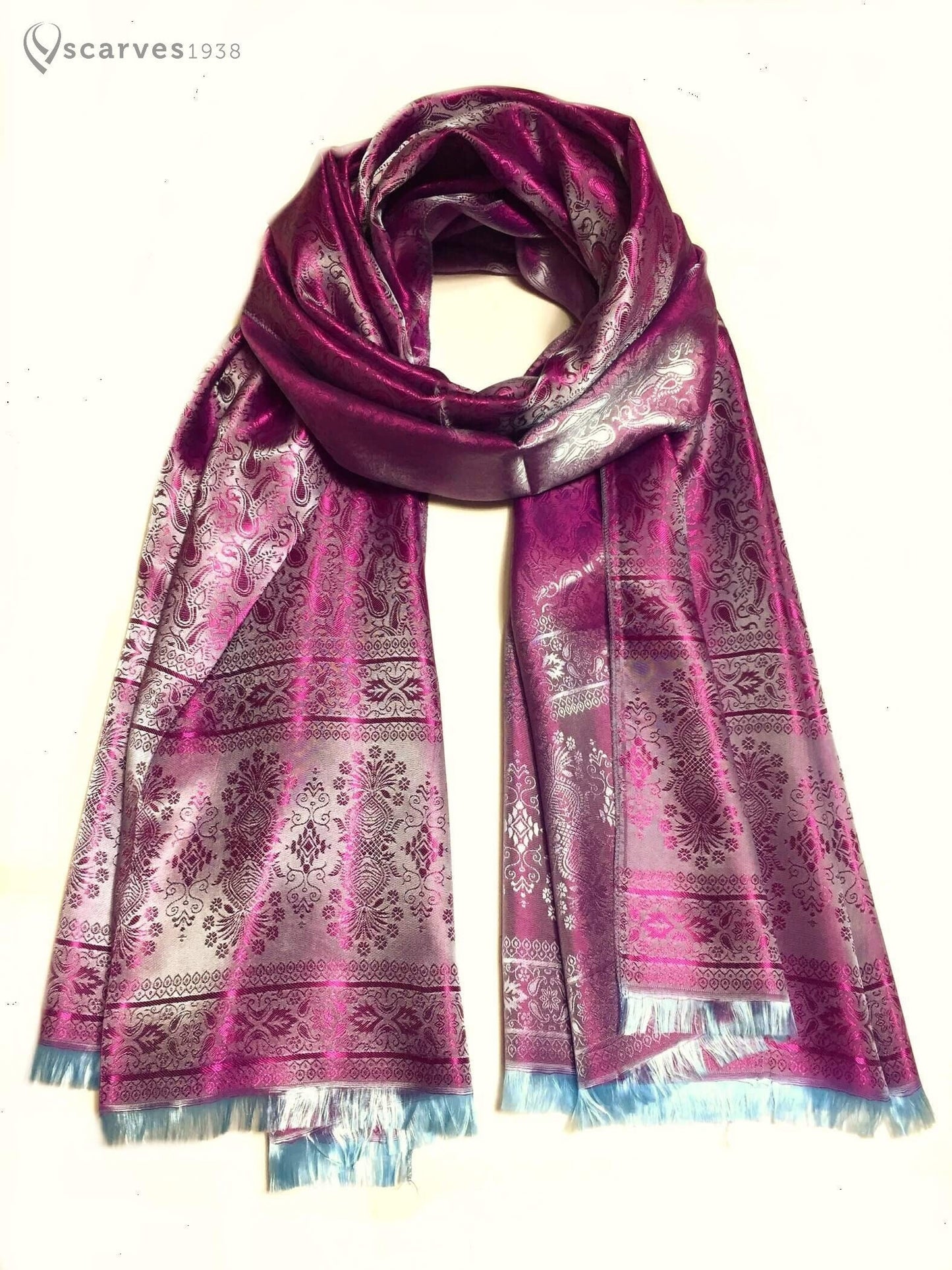 Silk Scarf For Her Paisley Fuchsia Gypsy