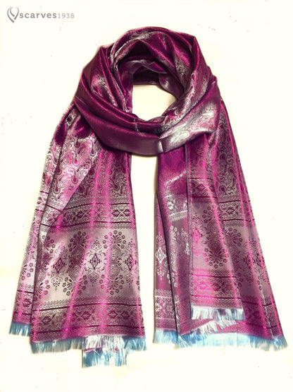 Silk Scarf For Her Paisley Fuchsia Gypsy