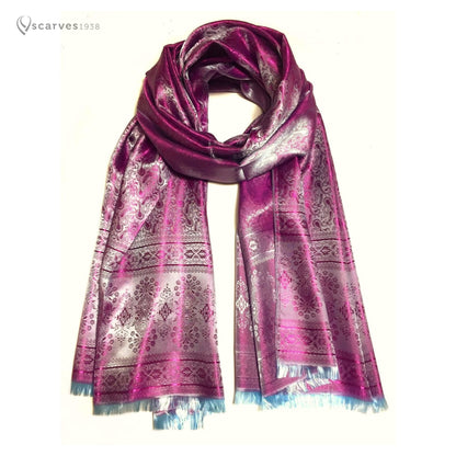 Silk Scarf For Her Paisley Fuchsia Gypsy