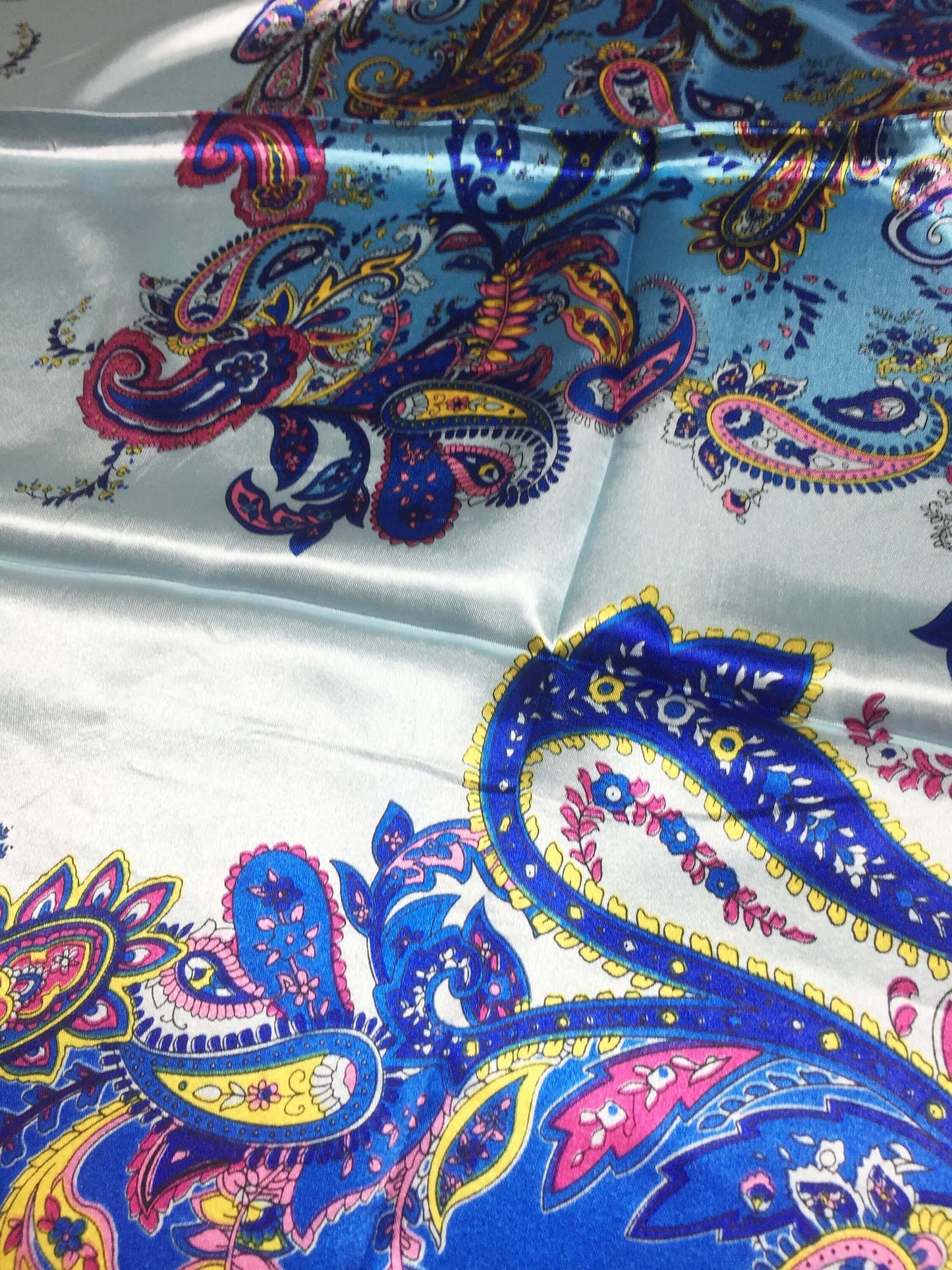 Blue Paisley Satin Scarf Headscarf