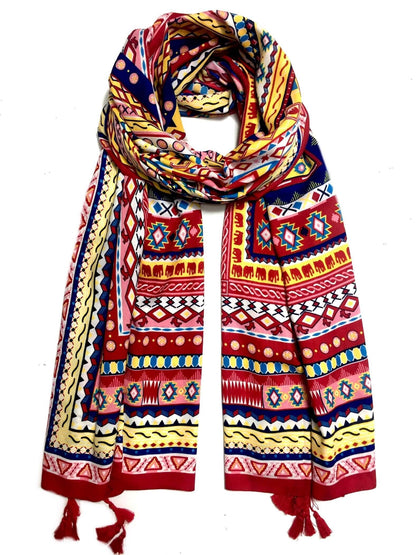 Large Ethnic Scarf Oversized Rainbow Bohoscarf Maxi