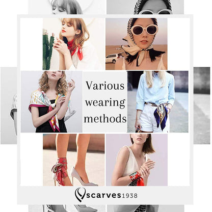 Red Silky Geometric Scarf Print Head Square