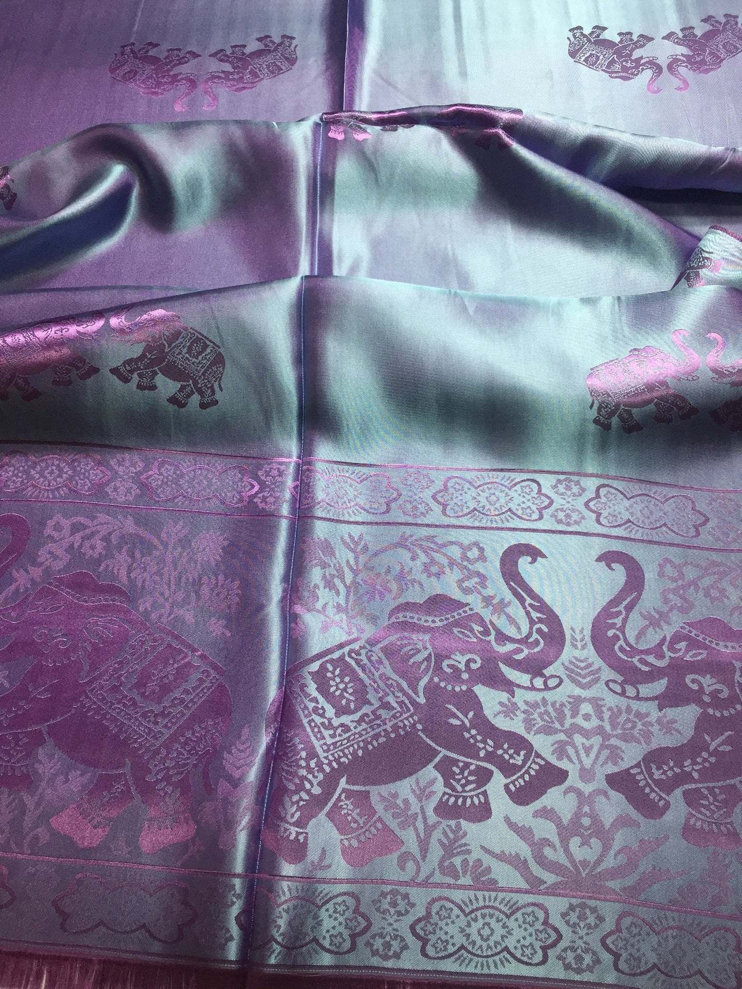 Silk Scarf Purple Elephant Lover Shawls &