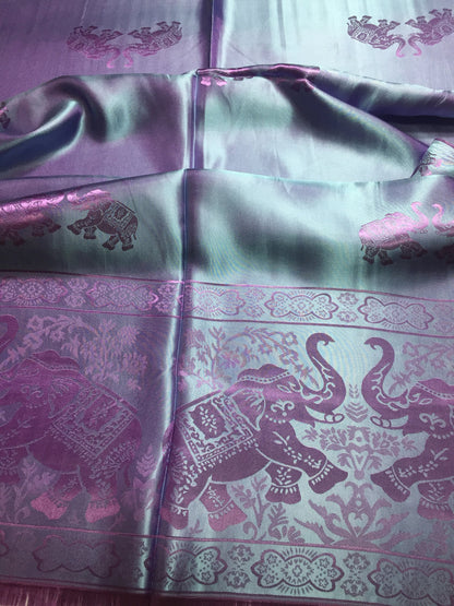 Silk Scarf Purple Elephant Lover Shawls &