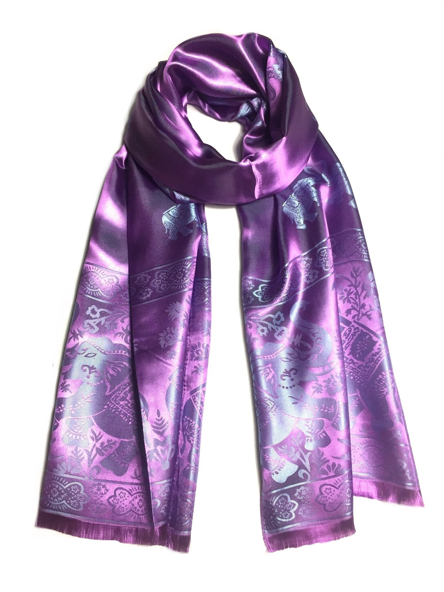 Silk Scarf Purple Elephant Lover Shawls &