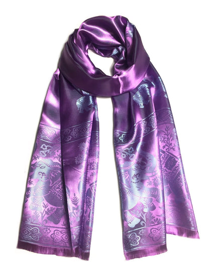 Silk Scarf Purple Elephant Lover Shawls &