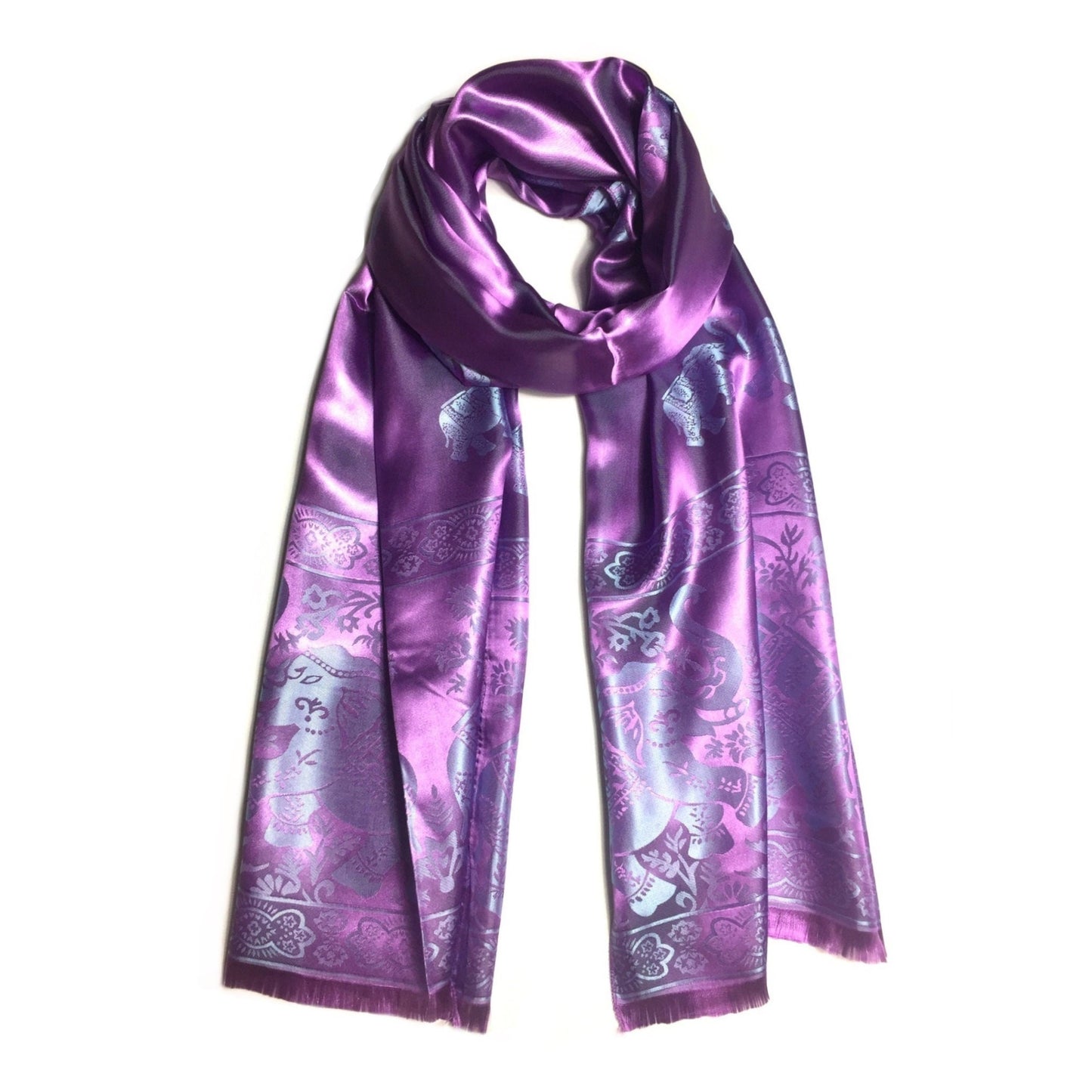 Silk Scarf Purple Elephant Lover Shawls &