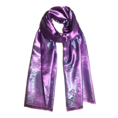 Silk Scarf Purple Elephant Lover Shawls &