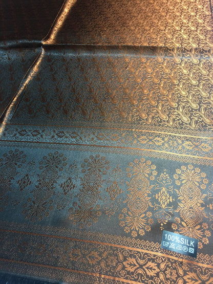 Copper Silk Scarf For Her Reversible Paisley