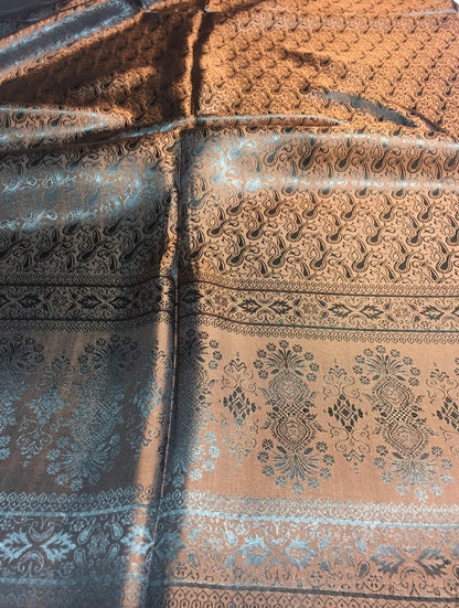 Copper Silk Scarf For Her Reversible Paisley