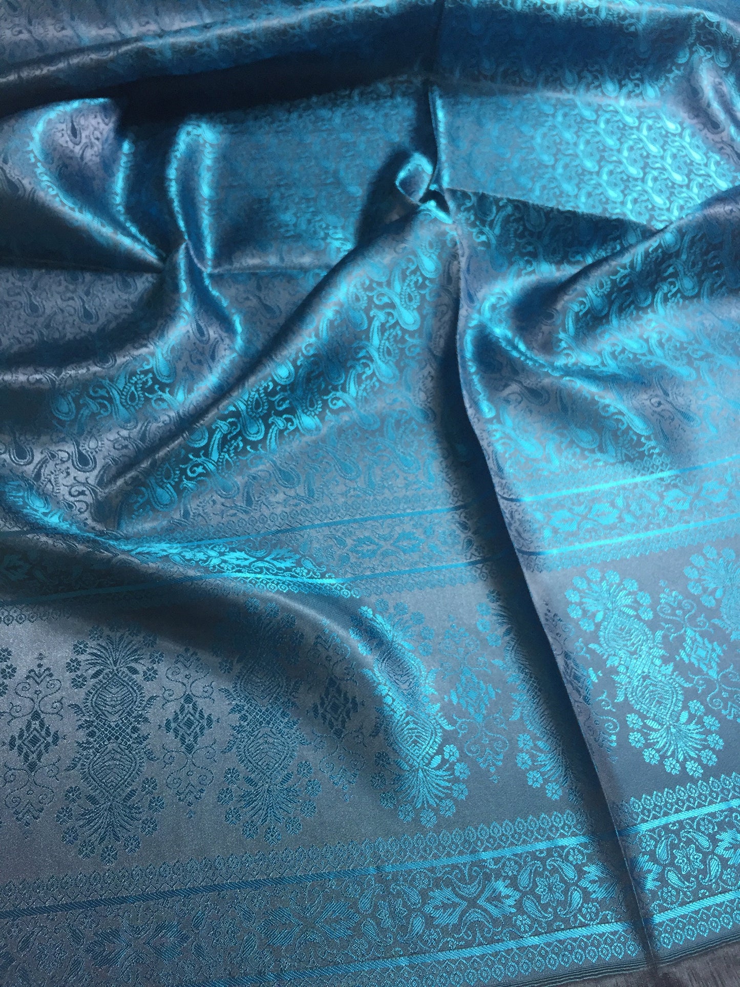 Blue Silk Scarf For Her Reversible Paisley