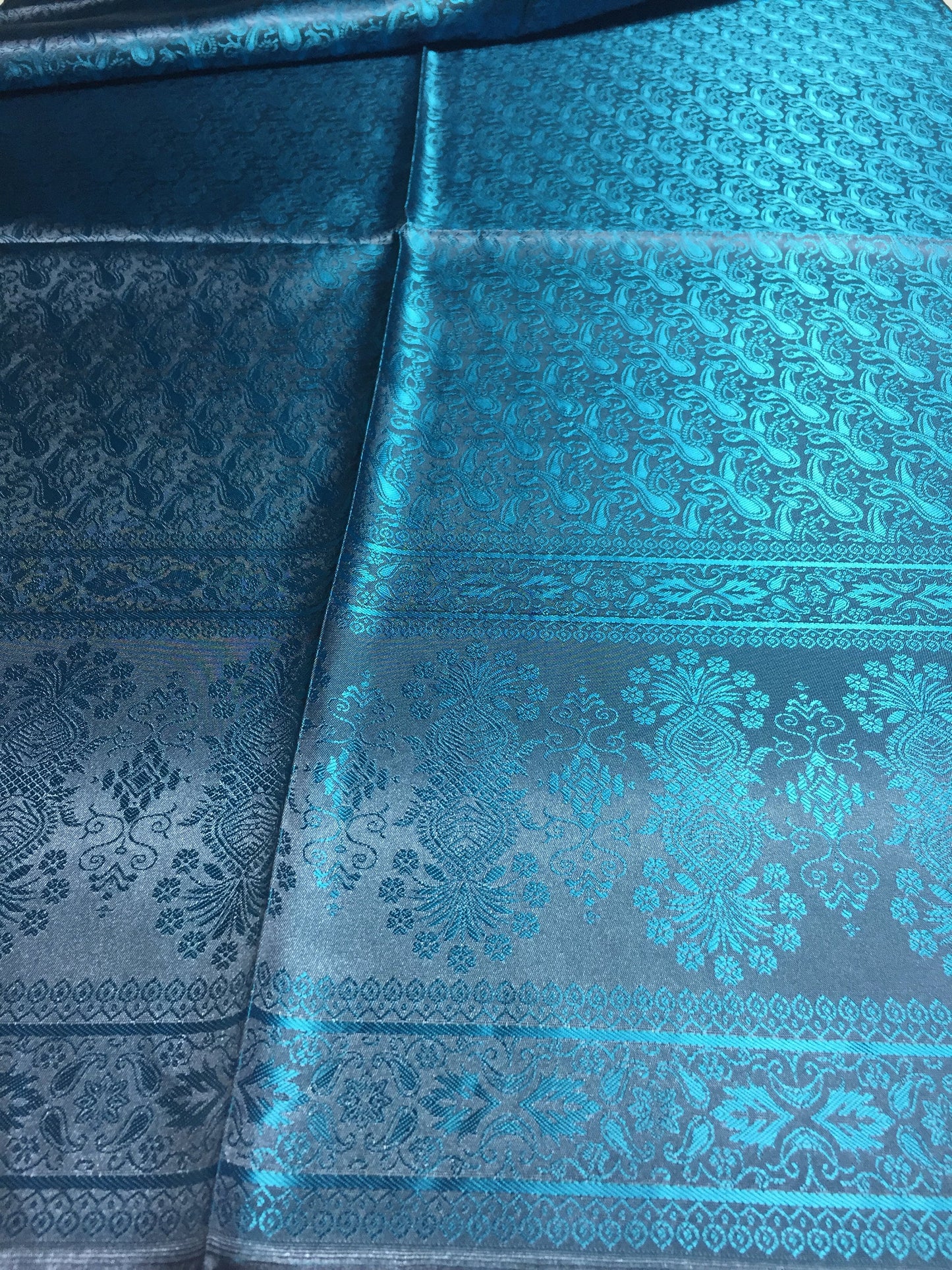 Blue Silk Scarf For Her Reversible Paisley