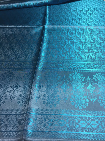 Blue Silk Scarf For Her Reversible Paisley