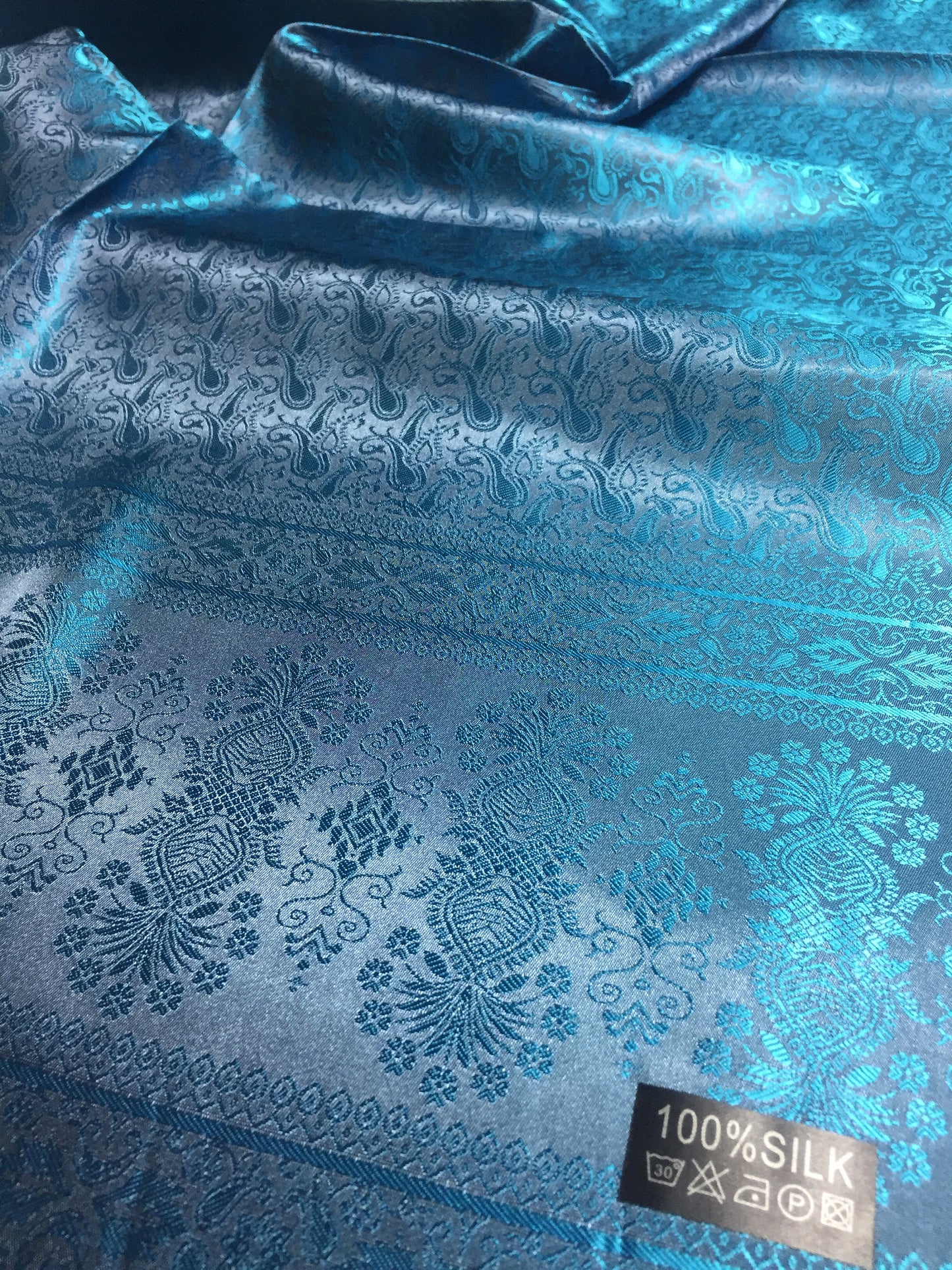 Blue Silk Scarf For Her Reversible Paisley