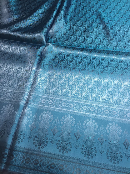 Blue Silk Scarf For Her Reversible Paisley