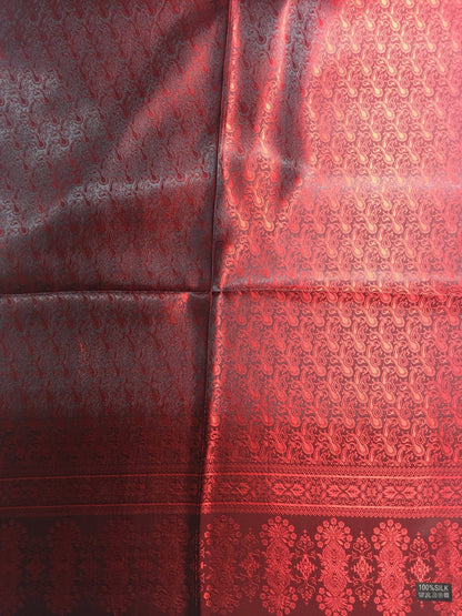 Red Silk Scarf For Her Reversible Paisley