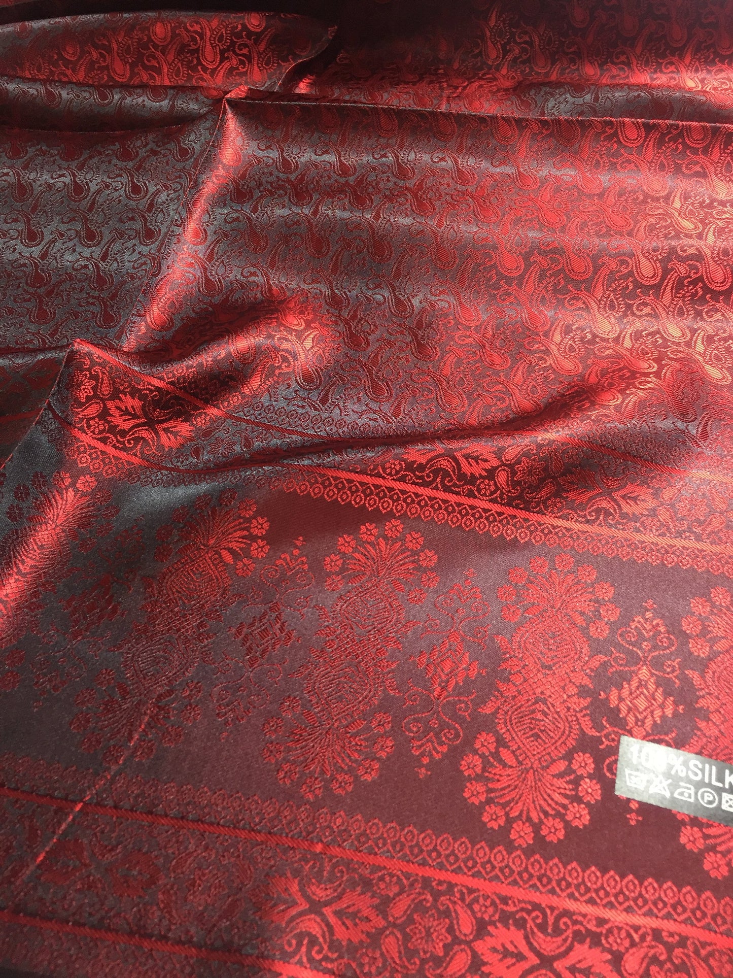 Red Silk Scarf For Her Reversible Paisley