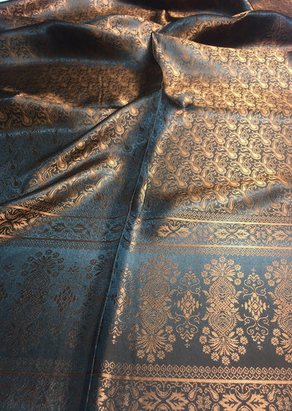 Copper Silk Scarf For Her Reversible Paisley