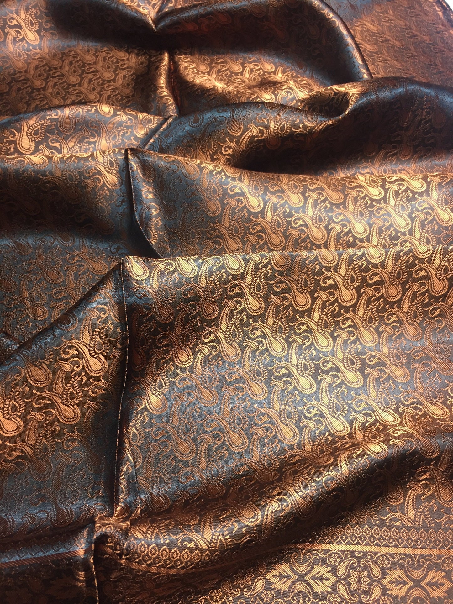 Copper Silk Scarf For Her Reversible Paisley