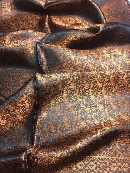 Copper Silk Scarf For Her Reversible Paisley