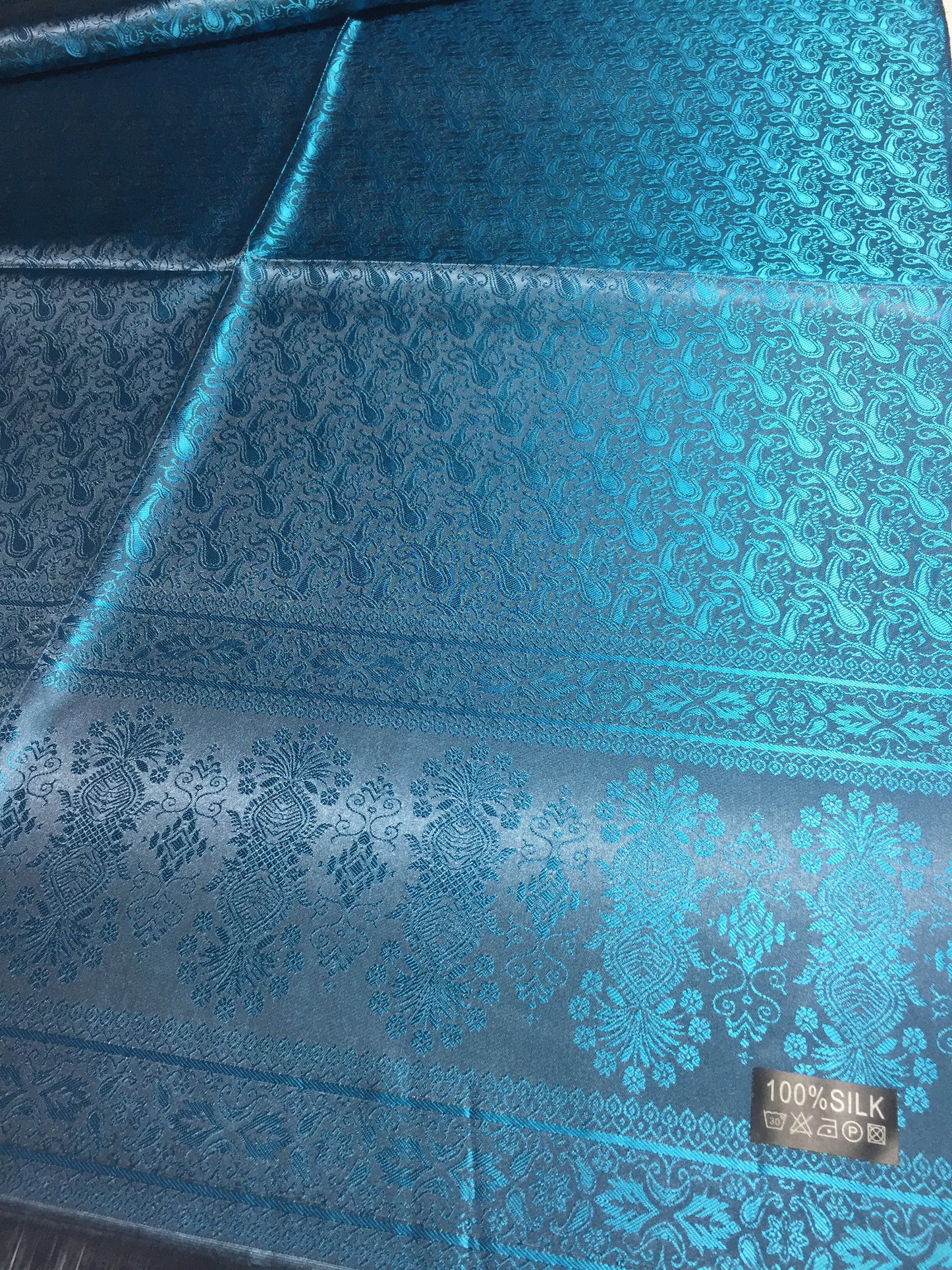 Blue Silk Scarf For Her Reversible Paisley