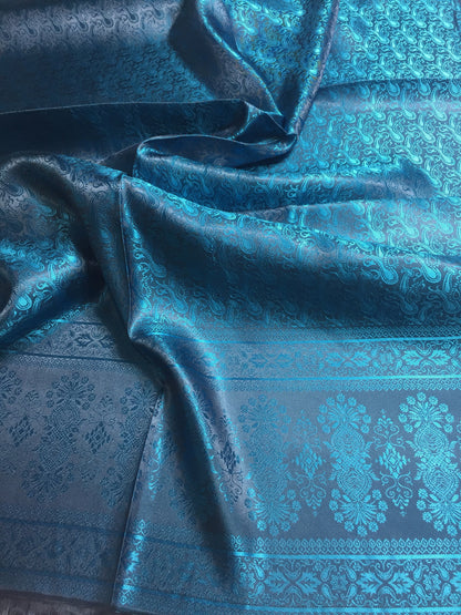 Blue Silk Scarf For Her Reversible Paisley