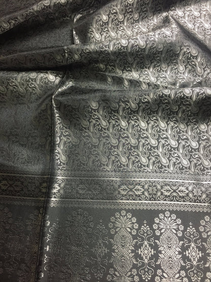 Silver Silk Scarf For Her Reversible Paisley