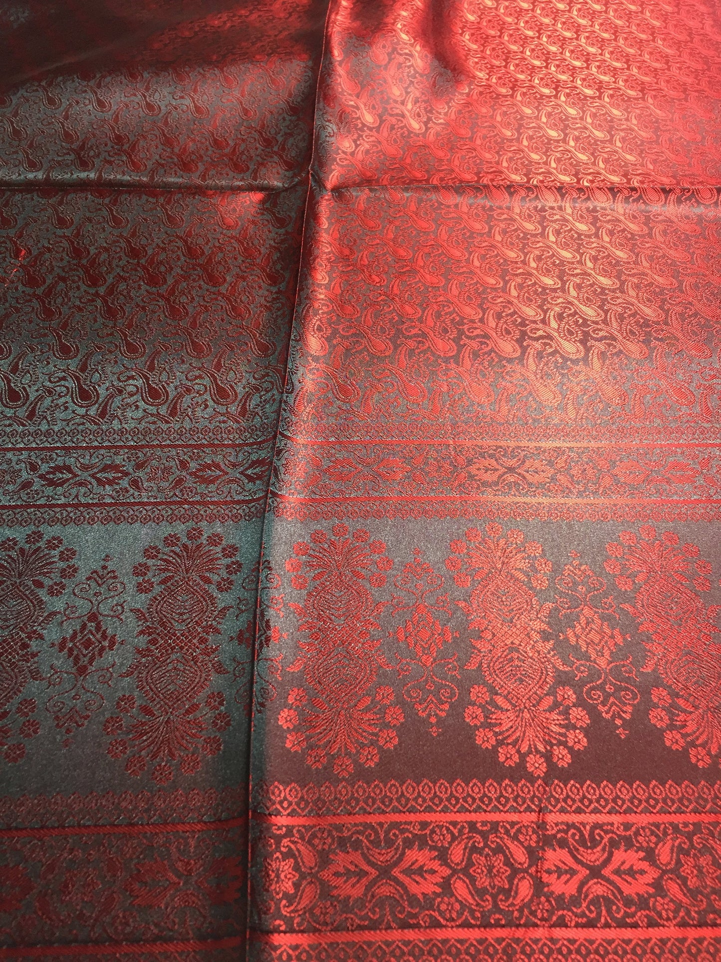 Red Silk Scarf For Her Reversible Paisley