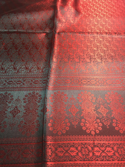 Red Silk Scarf For Her Reversible Paisley
