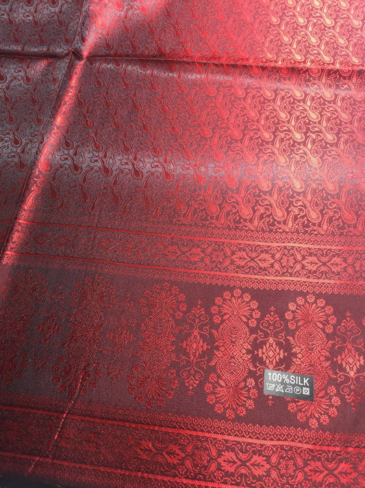 Red Paisley Silk Scarf - Reversible Paisley Shawl - Silk Evening Accessory