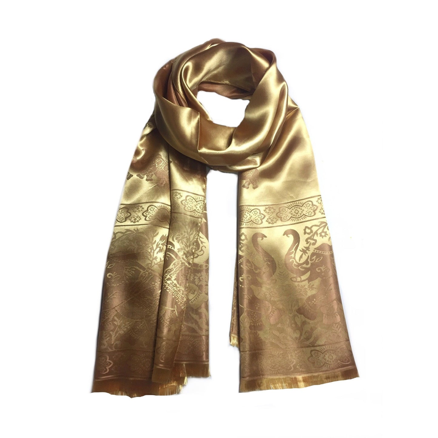 Dark Golden Silk Scarf For Her &