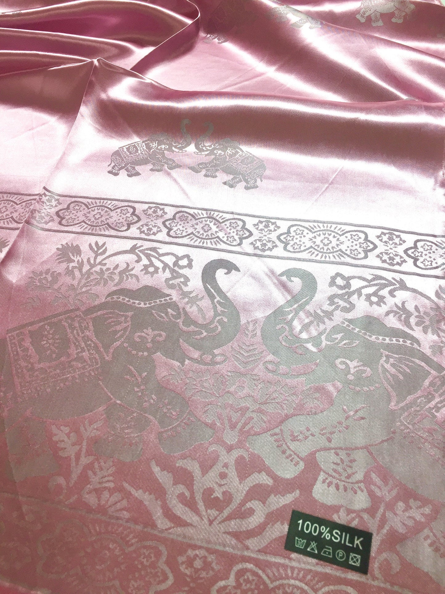 Pink Silk Scarf Long Wrap For Her