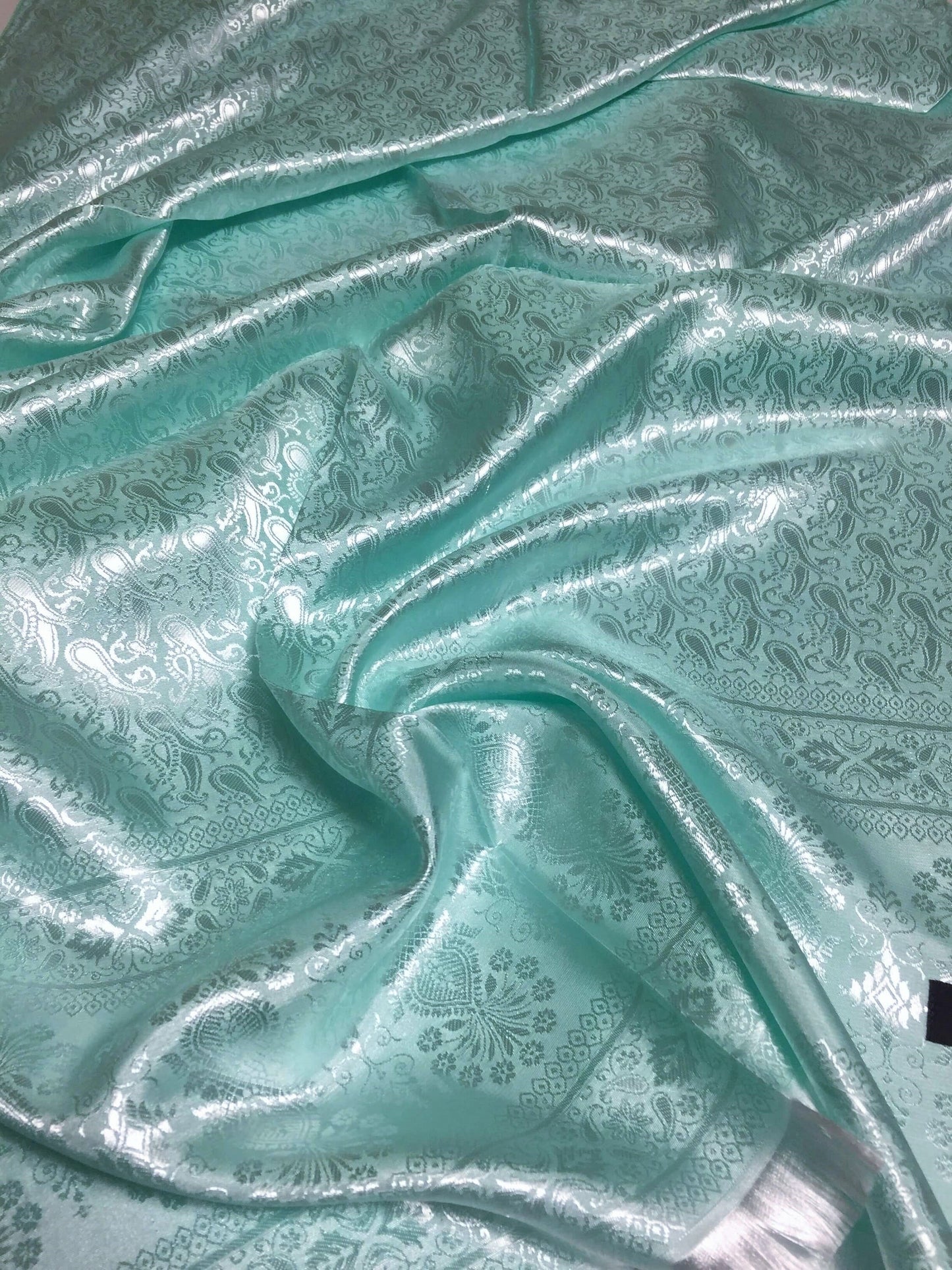 Silk Scarf Paisley Aquamarine Gypsy