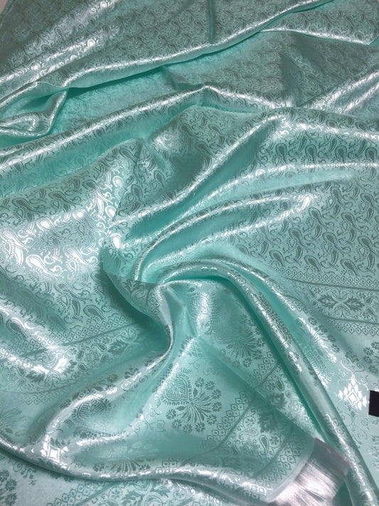 Silk Scarf Paisley Aquamarine Gypsy