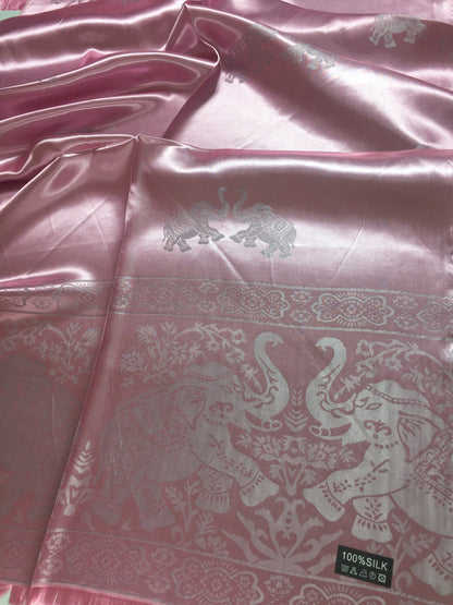 Pink Silk Scarf Long Wrap For Her
