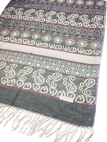 Tribal Gray Pashmina Scarf Lightweight Turban