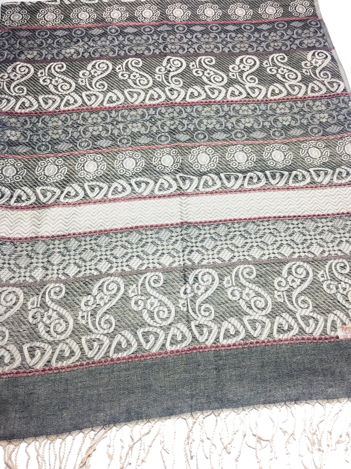 Tribal Gray Pashmina Scarf Lightweight Turban