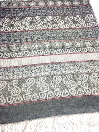Tribal Gray Pashmina Scarf Lightweight Turban