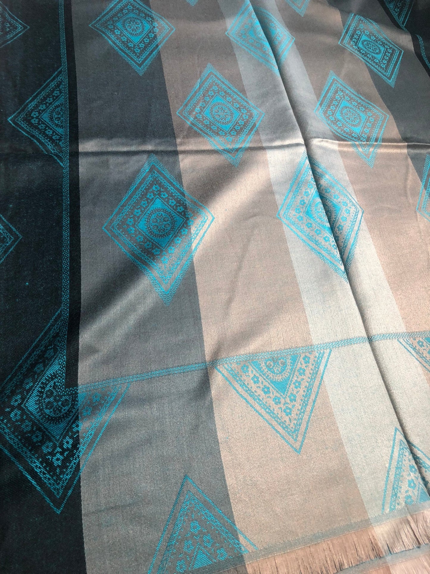 Cashmere Native Scarf Geometric Silky Reversible Ladies