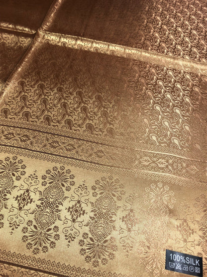 Dark Gold Silk Scarf For Her Paisley